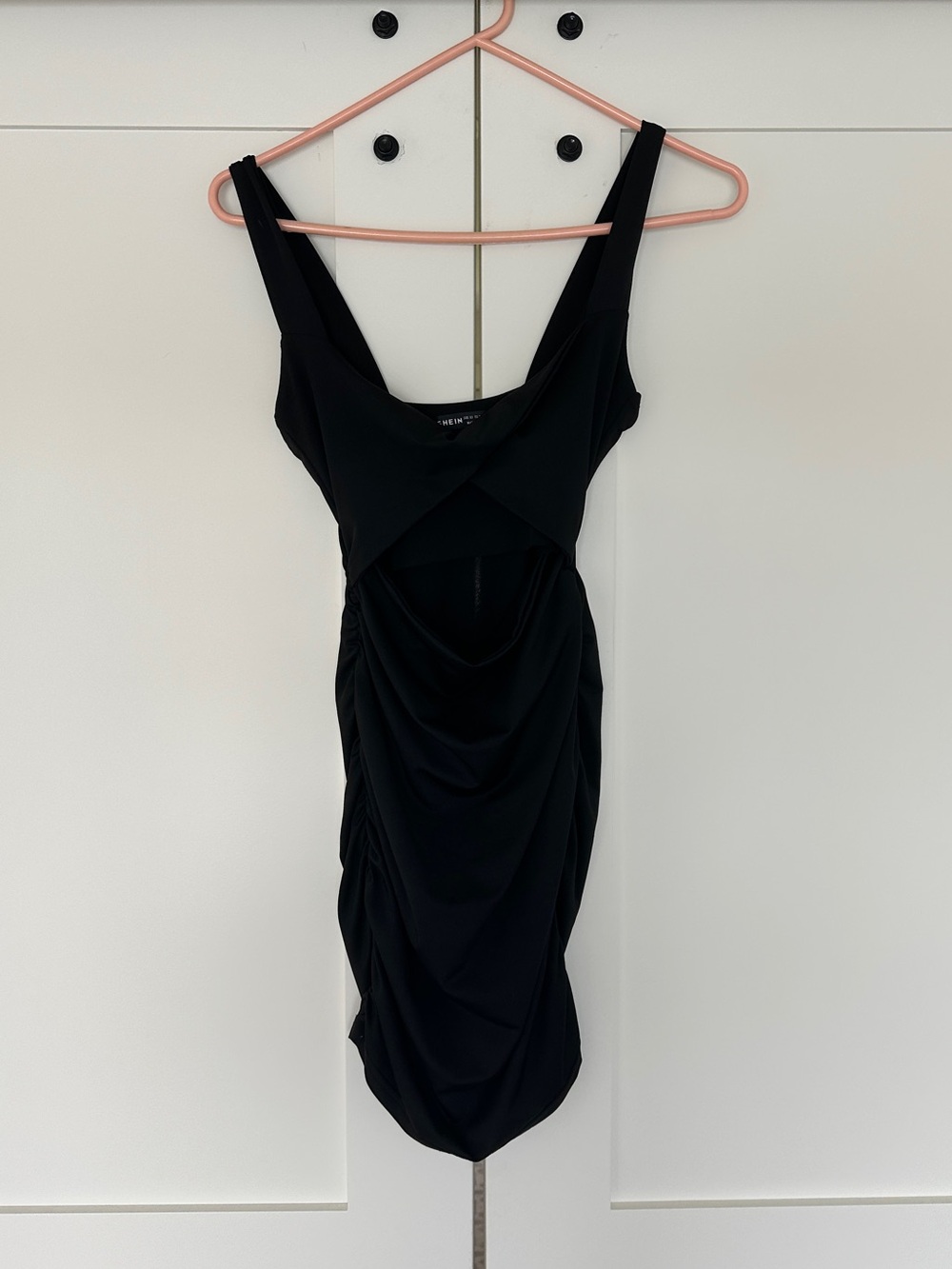 SHEIN Front Cutout Ruched Mini Dress Size XS Black